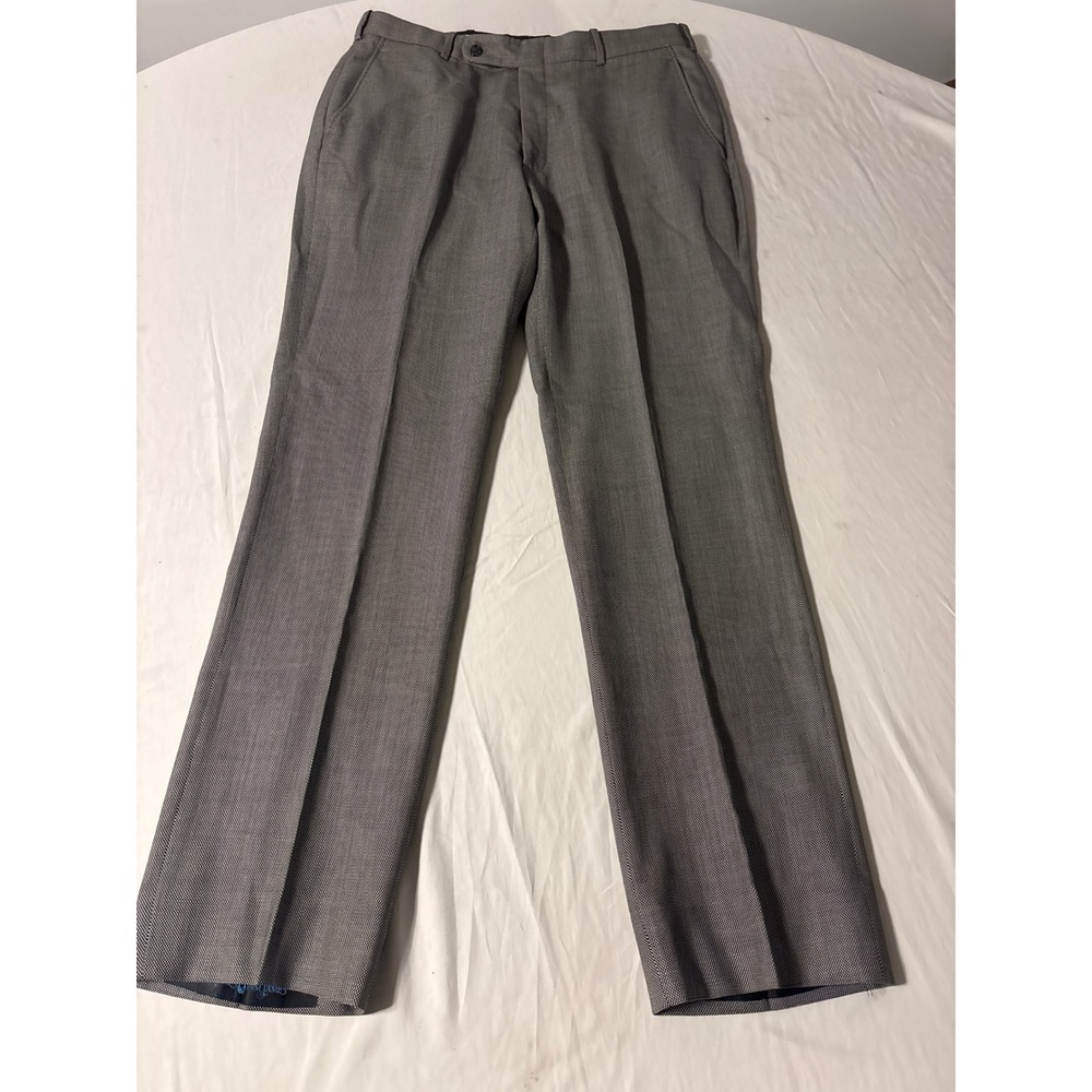 Tom James Dress Pants Mens 35x31 Grey Black Micro Pattern Good Straight Leg